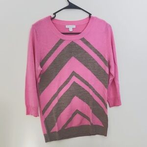 NY&C Pink and Brown Chevron Women's Sweater Size Medium